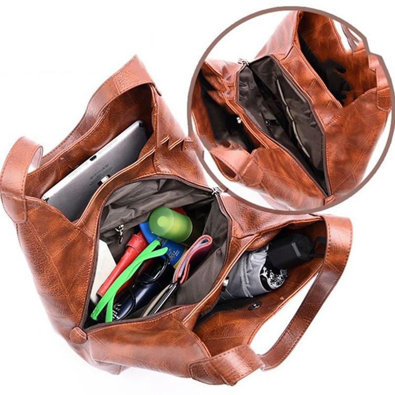 PU Dumplings Solid Color Lady Women Bag Retro Shoulder Bag Large Capacity Handbag
