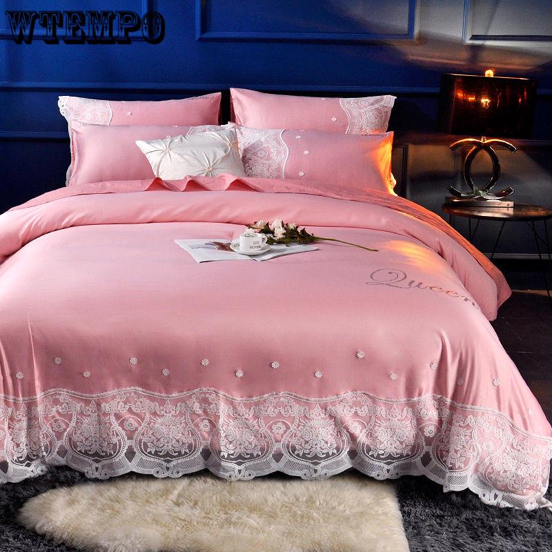Luxury Duvet Cover Bedding Set Comforter Sets Double Bed Linen Linen Silk Pillowcase 4pcs
