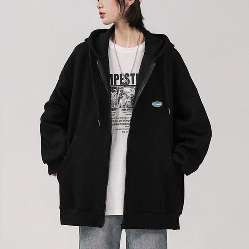 Women's Autumn Korean Style Hooded Cardigan Sweater Ladies Loose and Lazy BF Wind Ins Jacket Casual Zipper Cardigan