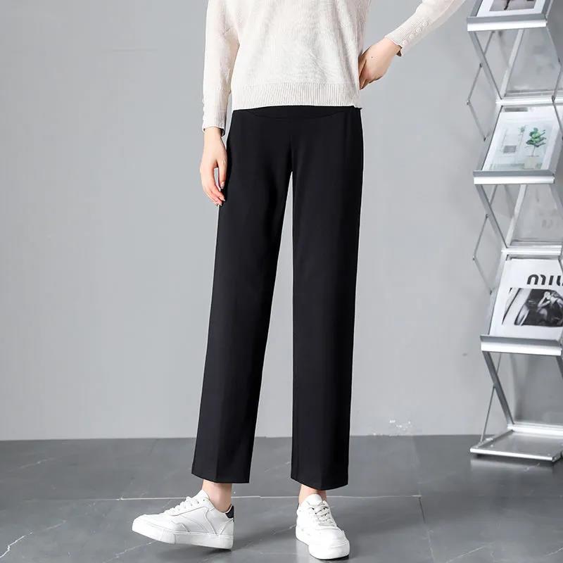 Pregnant Women's Pants Spring and Autumn Wear Fashion Work Suit, Mid Pregnancy Straight Tube Loose, Large Size, Plush In Winter