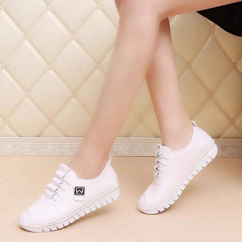 Red Single Shoes Women's Spring and Autumn Loafers Soft Bottom Non-slip Flat Leather Shoes Casual Shoes