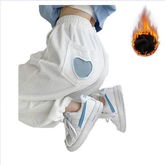 Love Label Drawstring Drawstring Pants Women Thick Loose Casual Sports Pants High Waist Straight Leg Pants Ins Tide
