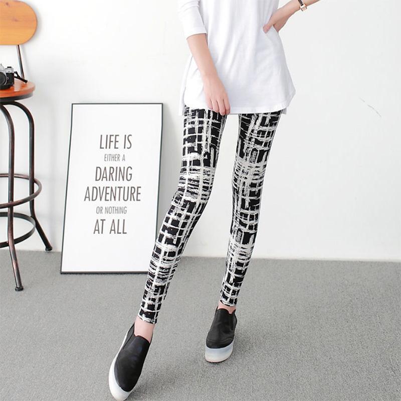 Leggings Women's Thin Outer Wear Casual Feet Pants Stretch Plaid Vertical Stripes Street Style