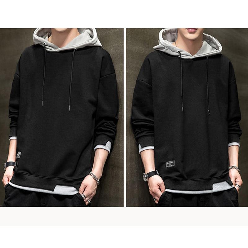 Spring and Autumn Men's Casual Large Size All-match Hooded Solid Color Sweater Men's Loose Top Handsome Bottoming Shirt