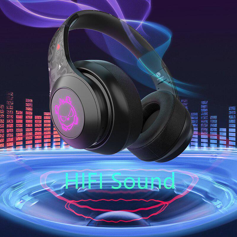 Angry Bear LED Lights Earphone Portable Folding Wireless Bluetooth Headphones with MIC Mp3 Player