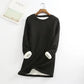 Women's Shirt Top Autumn Winter Plus Size Loose Thickened Velvet Warm Bottoming Round Neck Warm Clothing