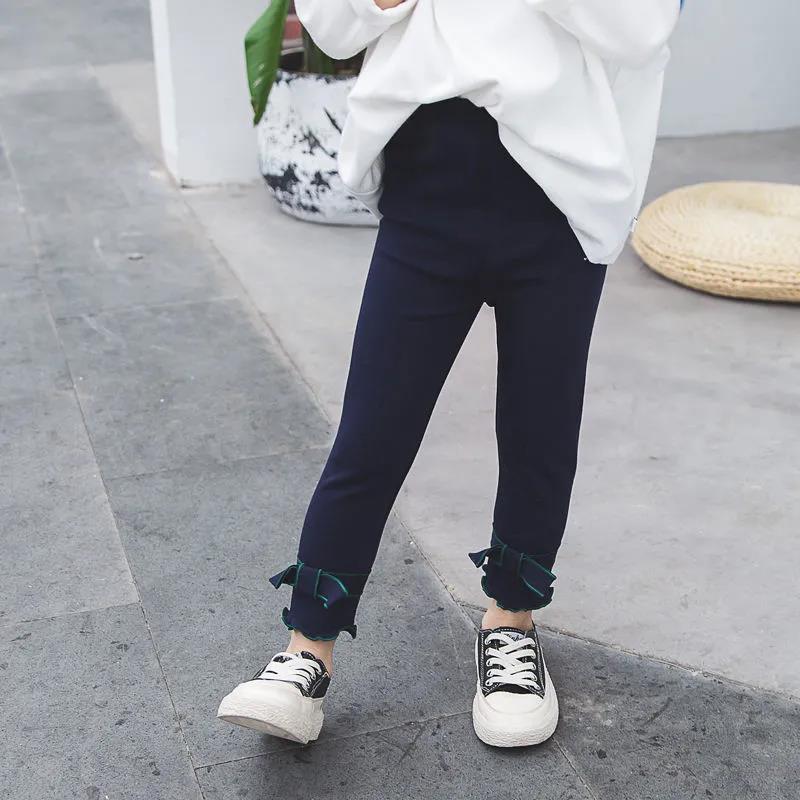 Girls' Leggings Spring and Autumn All-match Outer Wear Trousers Casual Pants Solid Color Slim Stretch Pants Foot Pants