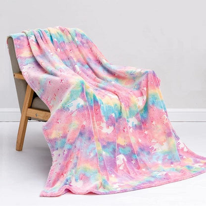 Glow In The Dark Throw Blanket Unicorn Blanket for Kids Unicorn Moon Blankets Super Cozy Plush Soft Fleece Blanket for Girls Boys Birthday Gifts