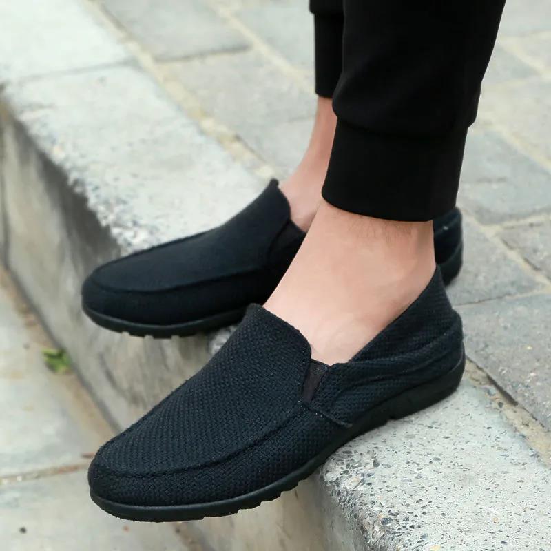 New Style Loafers Young Men's Linen Breathable Soft-soled Canvas Casual Shoes