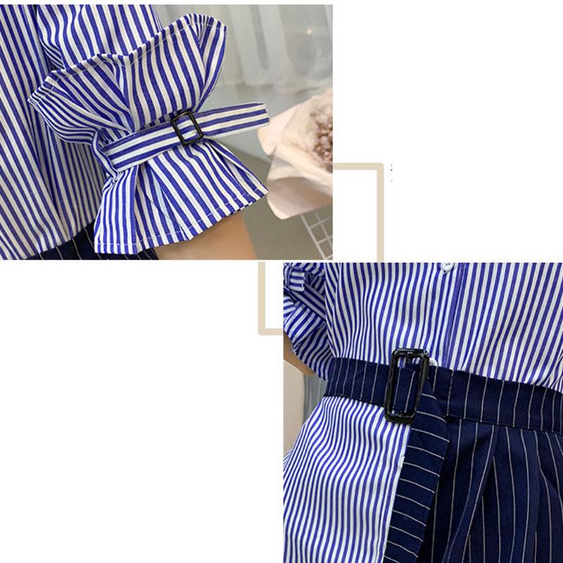 Women's Summer Dress Irregular Long-sleeved Shirt Dress Striped Shirt Dress for Work