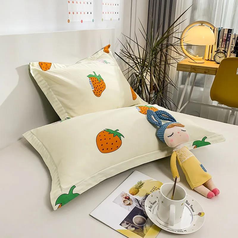 Pure Cotton Pillowcase Cute Cartoon Printing Pillowcase Bedroom Bed Double Pillowcase 48*74cm