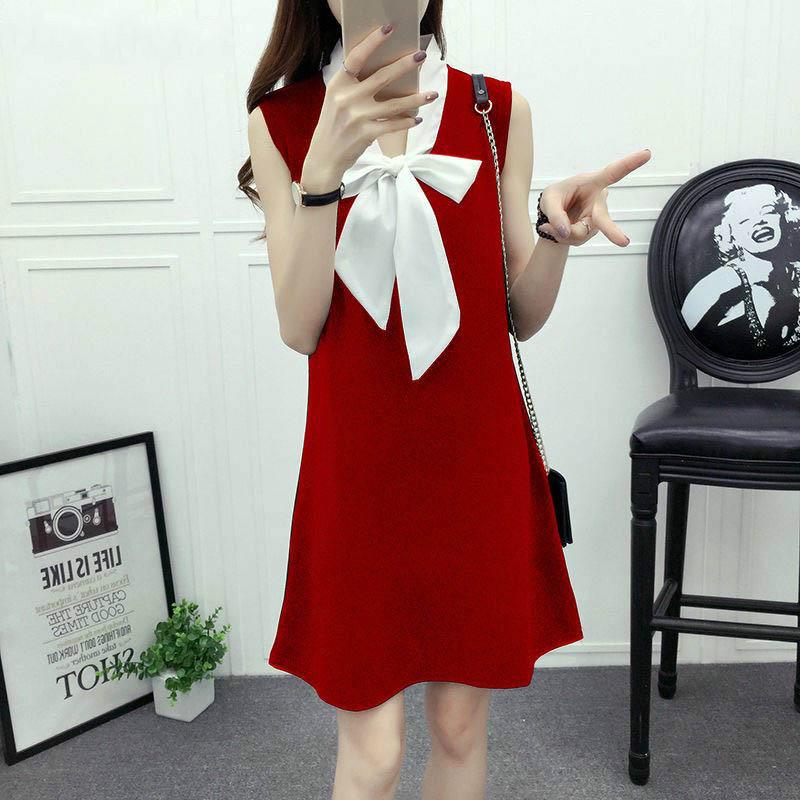 Dress Large Size Women's Chiffon Bow Long Loose Thin Sleeveless A Word Vest Skirt Summer