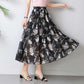 Chiffon Swing Skirt Printed Midi Skirt High Waist Skirt Fashion Versatile