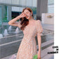 Net Yarn Splicing Floral Short Sleeve Mermaid Skirt  Women's Summer Dress Printing Knee-length Daily Wear Office Dating Party