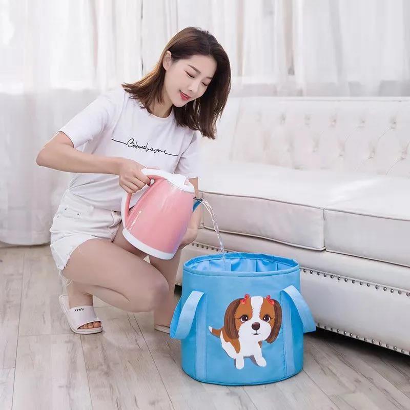 Portable Water Basin Bucket Foot Soaking Bag Foldable Foot Soaking Bucket Travel Washbasin Thickening Heat Preservation Portable Artifact