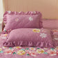48*74cm Bed Pillowcases A Pair of Pastoral Print Lace Pillowcases Quilted Thickened Large Pillowcases