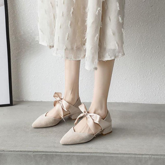 Sandals Female Summer Collocation All-match Baotou Thick with Mid-heel Student Pointed High Heels