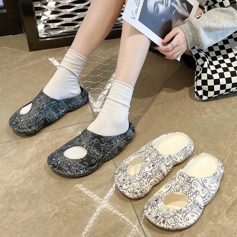 Women's Summer Outer Wear Baotou Version Slippers Flat Bottom Casual Deodorant Non-slip Light Comfortable Sandals and Slippers