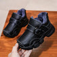 Winter Boys' Cotton Shoes Children's Plush Flat Bottom Snow Shoes British Style Large Size Warm Cotton Shoes