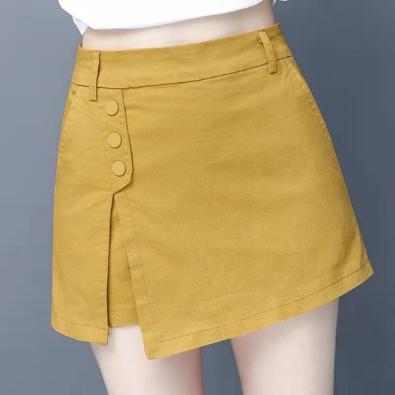 Women's Elastic Waist Casual Shorts Spring and Summer High Waist Shorts Thin and Versatile Wide-leg Pants Skirt