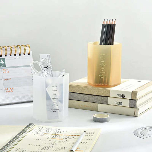 Frosted Large-capacity Simple Student Hexagonal Pen Holder Creative Personality Desktop Storage Container
