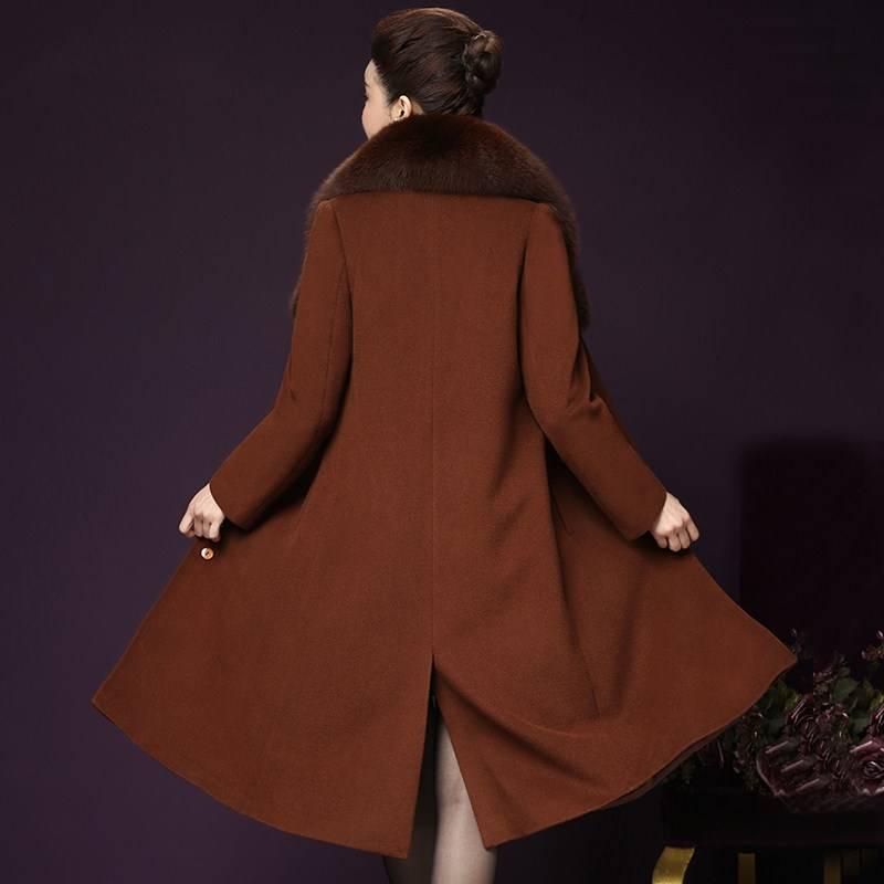 Women Wool Coat Fur Collar Women Loose Long Woolen Coats Winter Coat Woolen Overcoat Wool Jackets