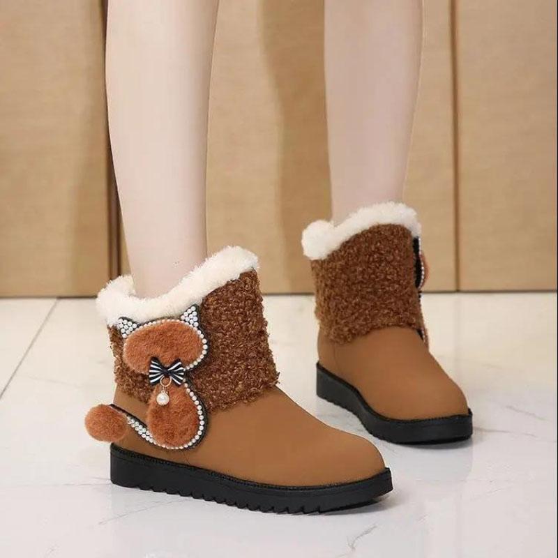 Plus Velvet and Cotton Snow Boots Short Boots Women's Boots Flat Bottom Martin Women's Shoes Round Toe Low Heels