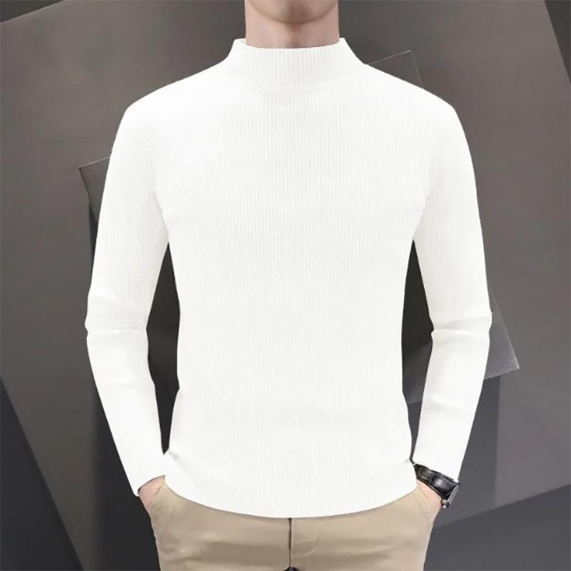 Men's Half Turtleneck Sweater Men's Thick Autumn and Winter Slim Sweater Casual Pullover Knitted Sweater