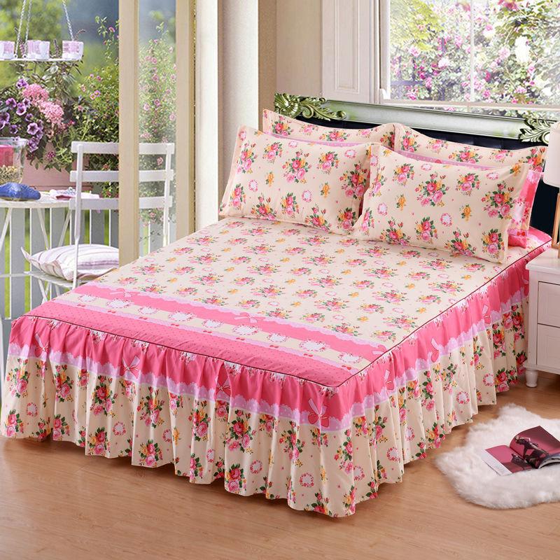 Non-slip Bedspread Korean Bed Cover Bed Sheet Dust Protection Cover 100% Thickened Twill Sanding Bed Skirt