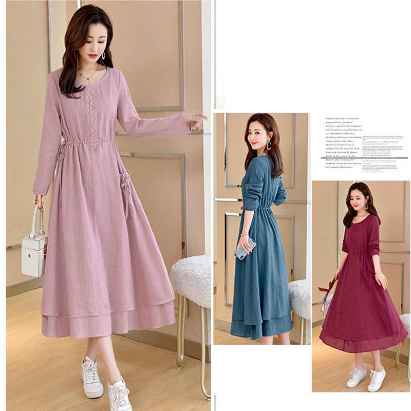 2020 Women Summer Style Vestido Cotton Casual Plus Size Ladies Dress Casual Linen Dress Dress