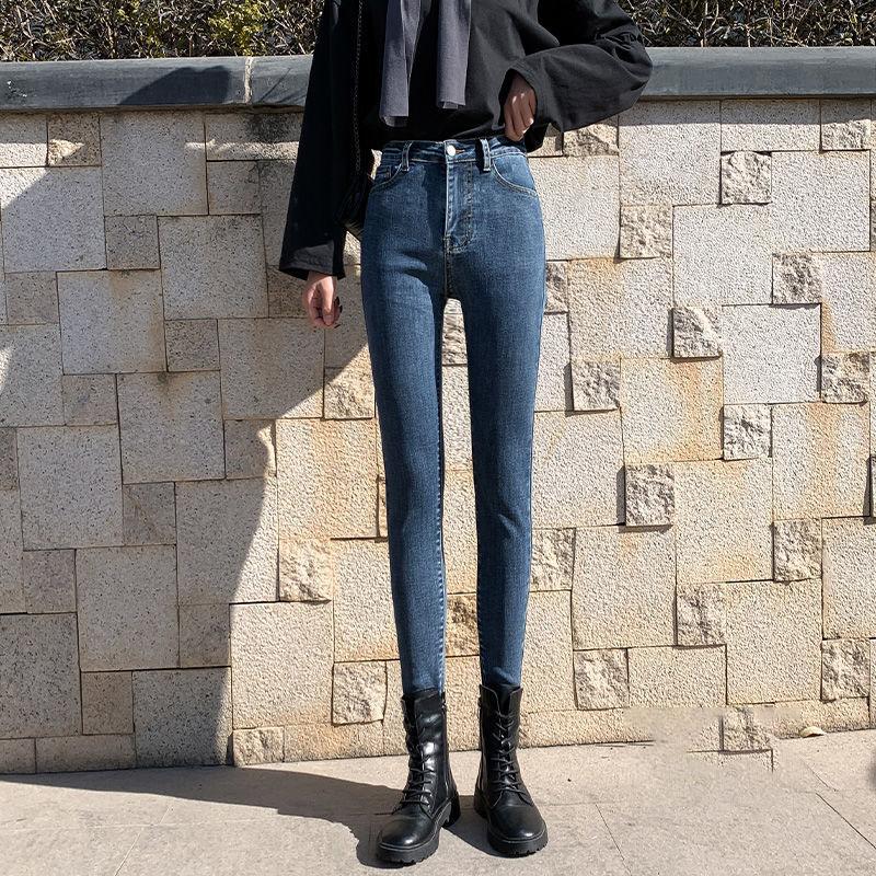 Spring Light-colored Jeans Women's High Waist Was Thinner and Taller Light Blue Stretch Tight-fitting Pencil Pants