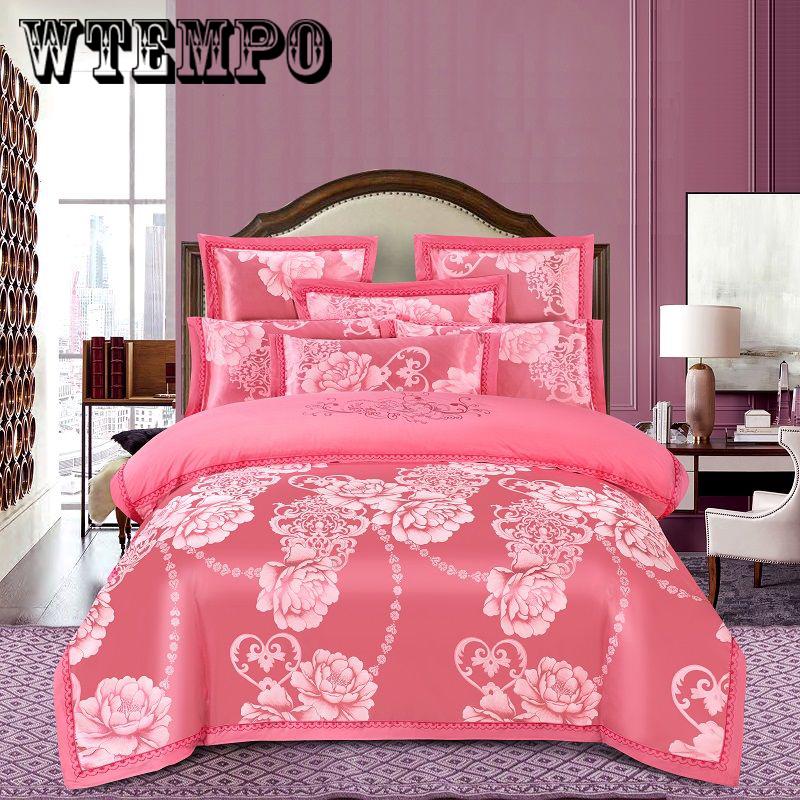 Bedding European Embroidered Jacquard Cotton Four-piece Cotton Quilt Bedrooms Bedroom Home