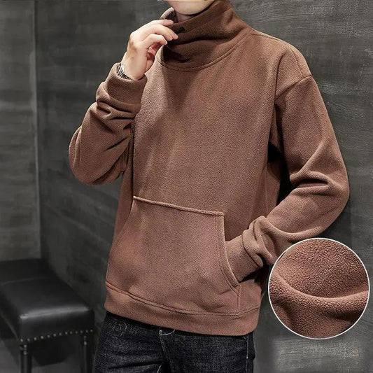 Half High Collar Sweater Men's Winter Plus Velvet Thick Warm and Comfortable Jacket Autumn and Winter