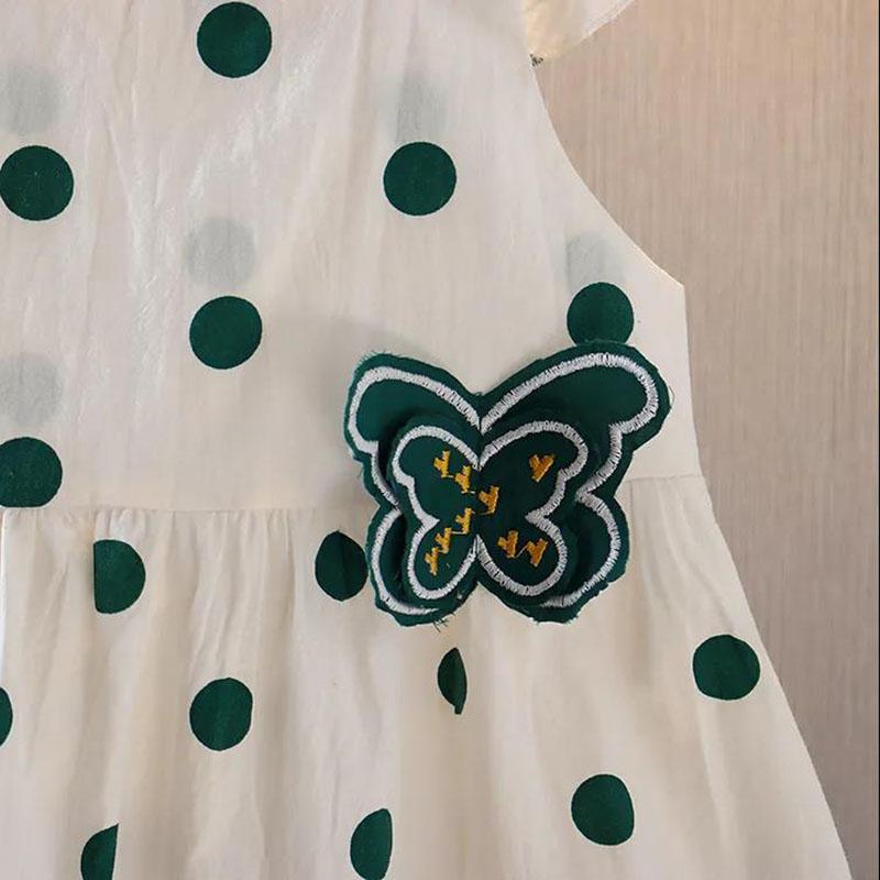 Girls Vest Dress Summer Polka Dot Sweet Butterfly Cotton Suspender Skirt Girl Cute Princess Skirt Sleeveless Waist A-line Skirt