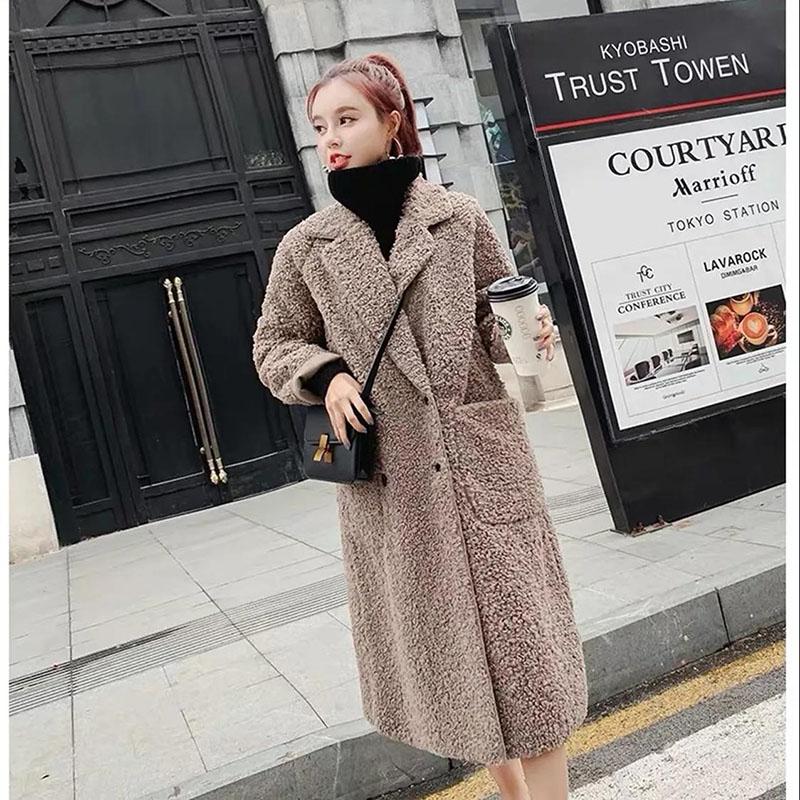 Mid-length Over-the-knee Lamb Velvet Jacket Korean Fashion Winter Thickening Warm Loose Large Size Coat Women