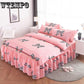 Lace Decoration Non-slip Bed Skirt Queen Size Bedding Set Bedsheet Bedcover Pillowcase Home