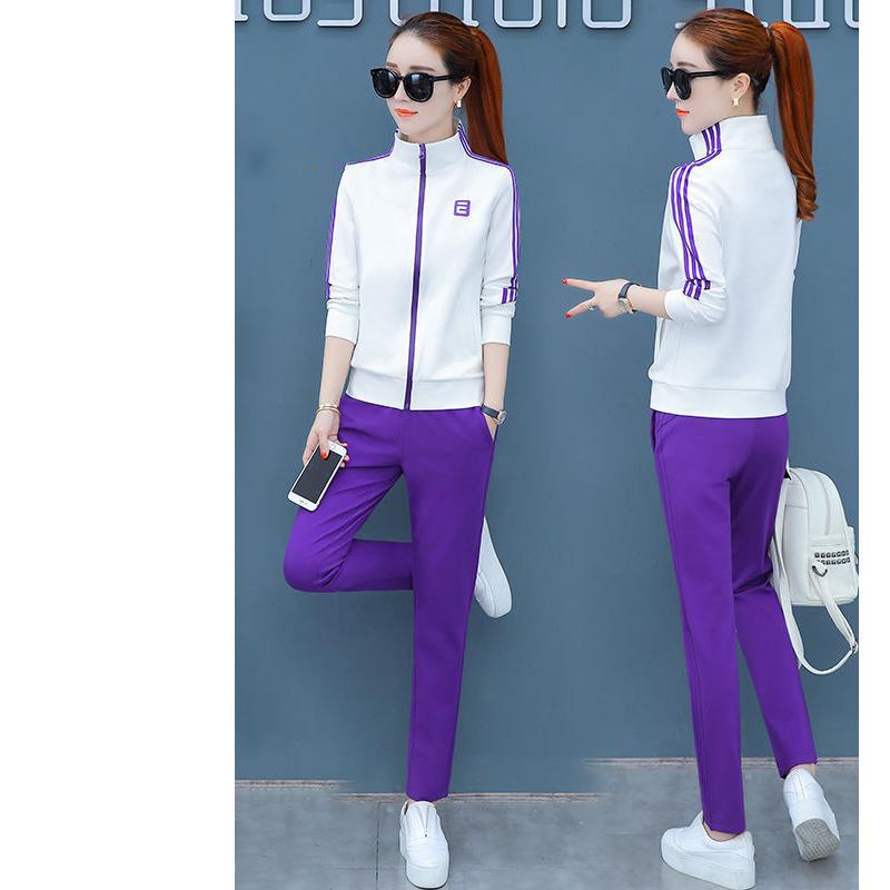 Joker Long-Sleeved Casual Sweatshirt Set Large Size Spring And Autumn Women's 2pcs Set