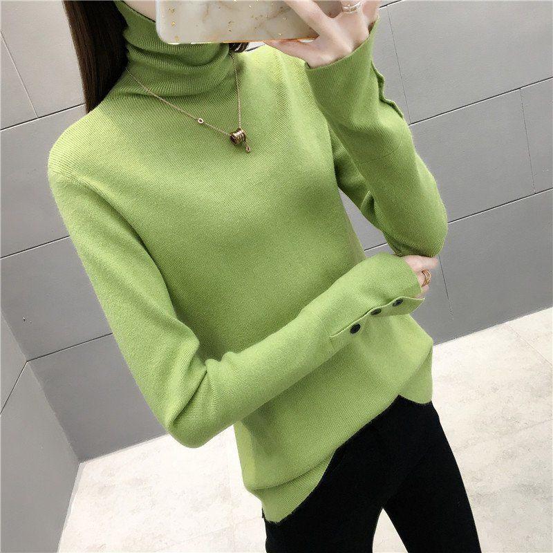 Fall/winter Pullover Turtleneck Sweater Stretch Slim Fit All-match Knit Bottoming Shirt Top Women