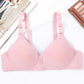 Women Simple No Steel Ring Thin Section Side Gathering Breathable Sweat-absorbing Adjustable Glossy Solid Color Back Three-Row Bra