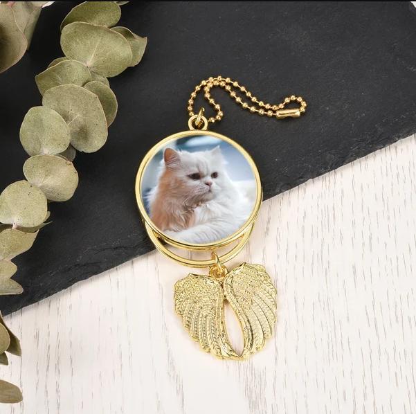 Sublimation Heat Transfer Personalized Angel Wings Pendant Car Interior Pendant, 2 Sided Photo Keychain, Memorial Keychain, Memory Gift