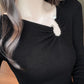 Women's Spring and Autumn Long Sleeve Top Solid Color Slim Fit All-match Bottoming Shirt