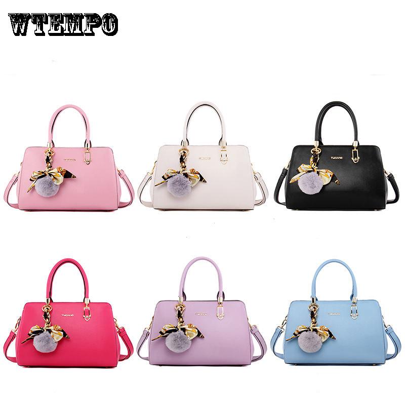 Fashion Lady Bag Large Capacity Single Shoulder Messenger Bag All-match Handbag Hair Ball Decoration