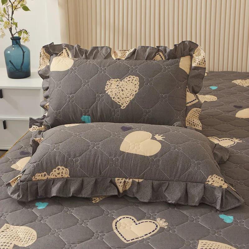 48*74cm Bed Pillowcases A Pair of Pastoral Print Lace Pillowcases Quilted Thickened Large Pillowcases