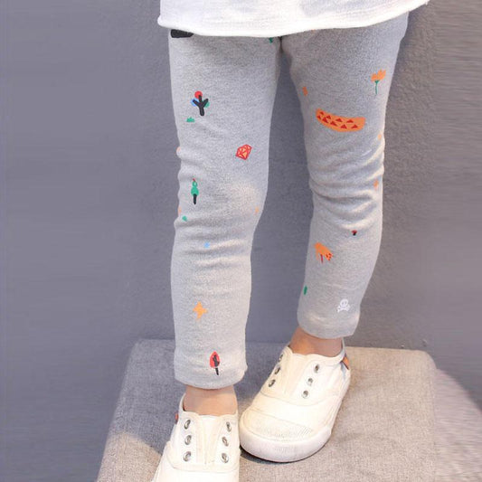 Girls' Leggings Spring and Autumn 1-3-5 Years Old Trousers Children's Pants Feet Pants Stretch Pants Casual Pants