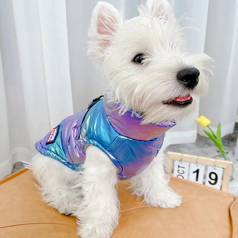 Pet Clothing Dog Clothes Rainbow Gradient Color Vest Puppy Teddy Winter Thick Cotton Clothes Cat Waterproof Sweater Jacket Zipper Coats for Large Dog