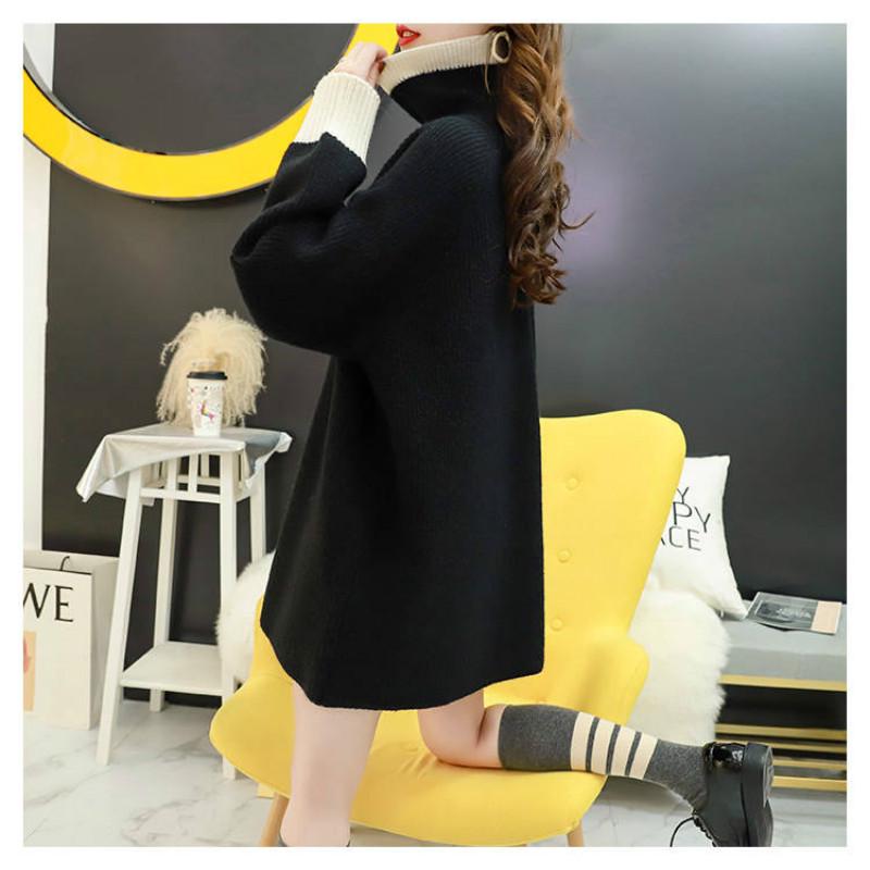 Thick Sweater Women's Turtleneck Long Sleeved Loose Pullover Korean Knit Top Autumn Winter