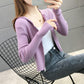 Spring and Autumn Knitted Cardigan Sweater Short Hooded Slim Top Solid Color Zipper Female Jacket