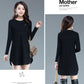 Autumn Winter Knit Casual Dress In Pure Color Long Sleeve Bottom Skirt Simple Middle-aged Women Wool Dress