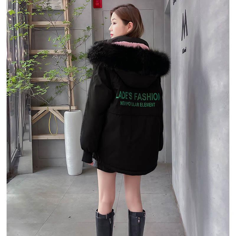 Parker Down Padded Jacket Women Fall/winter Loose Plus Velvet Padded Padded Mid-length Padded Jacket