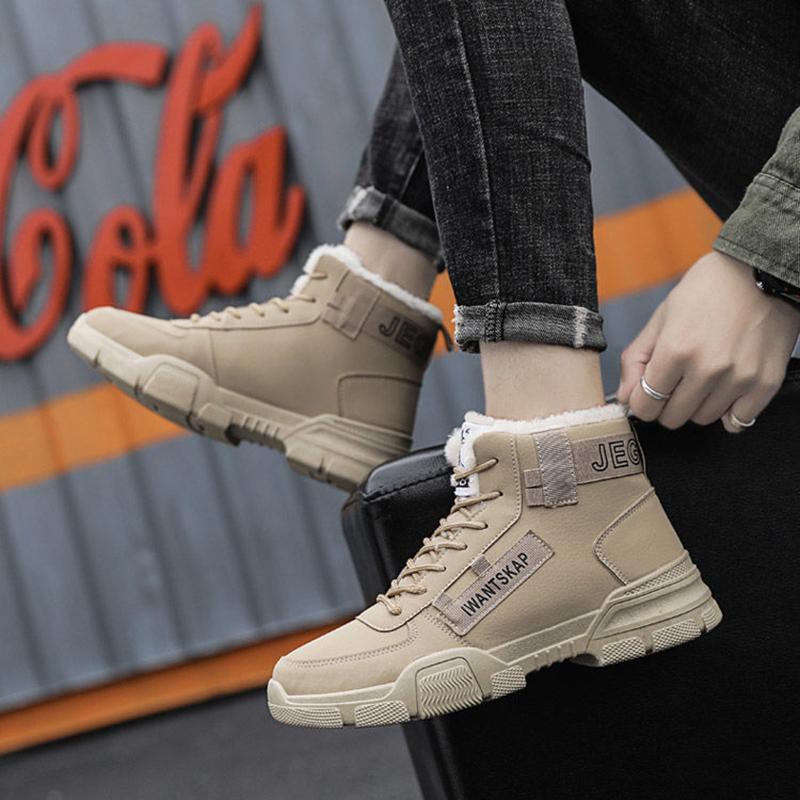 Men's Velvet Padded Snow Boots Casual Mid-high Warm Martin Boots Cotton Ankle Boots